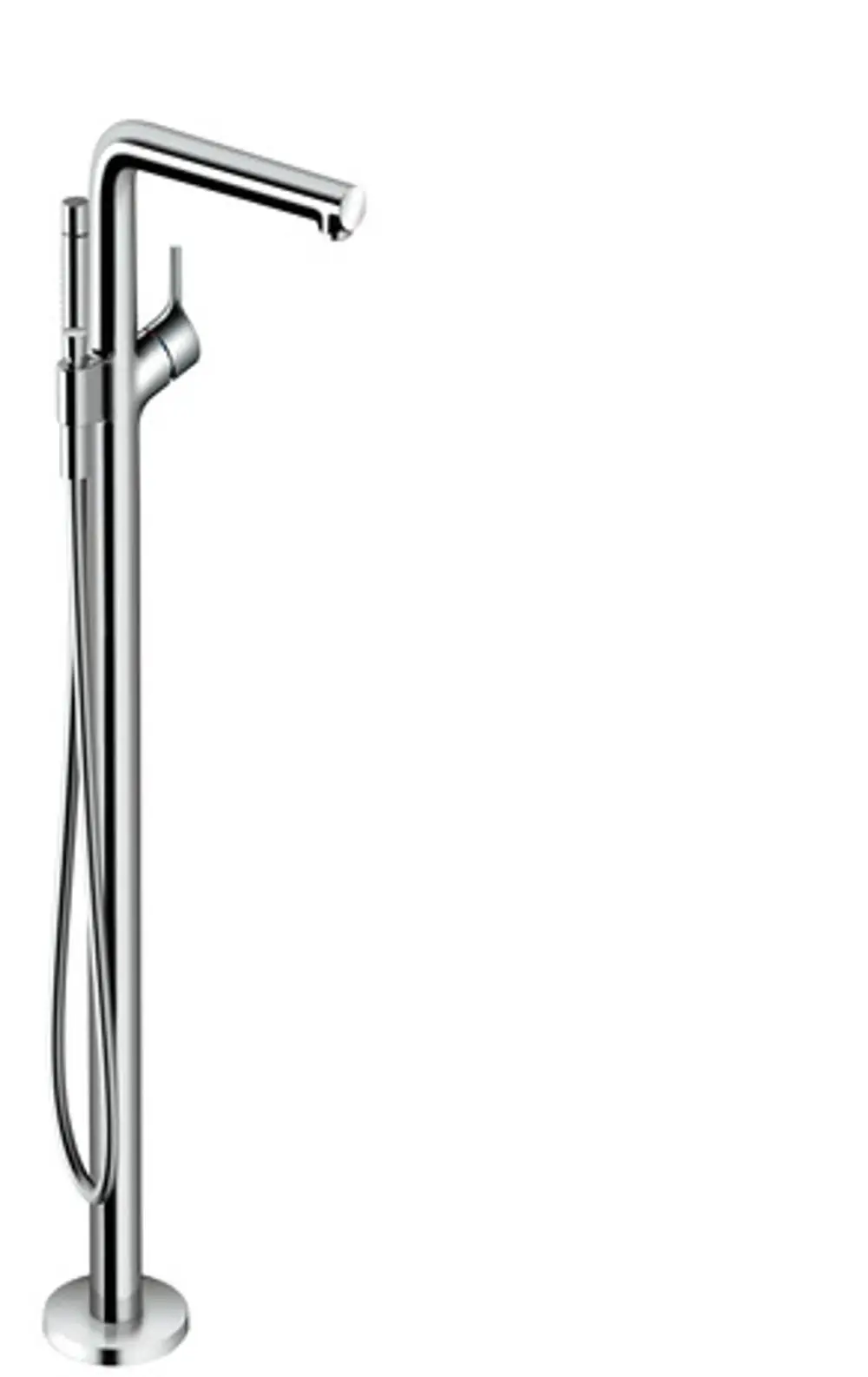 Bodenstehender Wannenmischer aus Chrom mit einem Hebel und Handbrause von Hansgrohe, geeignet für die Montage in modernen Badezimmern.